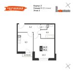 Планировка 1-комнатной квартиры, 36,2 м2