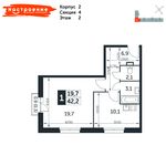 Планировка 1-комнатной квартиры, 42,2 м2