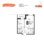 Планировка 1-комнатной квартиры, 33,8 м2