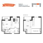 Планировка 1-комнатной квартиры, 57,8 м2