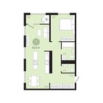 Планировка 1-комнатной квартиры, 62 м2