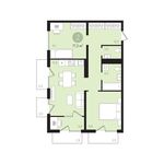 Планировка 2-комнатной квартиры, 71 м2