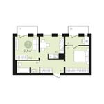 Планировка 2-комнатной квартиры, 51 м2