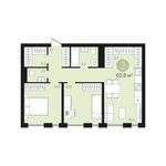 Планировка 2-комнатной квартиры, 60 м2