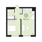 Планировка 1-комнатной квартиры, 43 м2