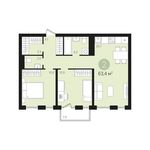 Планировка 2-комнатной квартиры, 63 м2
