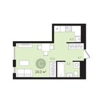 Планировка квартиры студии, 24 м2