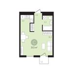 Планировка квартиры студии, 31 м2