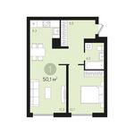 Планировка 1-комнатной квартиры, 50 м2