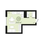 Планировка квартиры студии, 24 м2