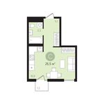 Планировка квартиры студии, 26 м2