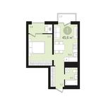 Планировка 1-комнатной квартиры, 45 м2