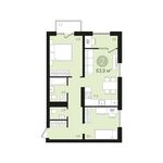 Планировка 2-комнатной квартиры, 64 м2