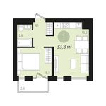 Планировка 1-комнатной квартиры, 33 м2