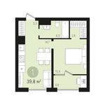 Планировка 1-комнатной квартиры, 39 м2