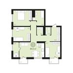 Планировка 3-комнатной квартиры, 84 м2