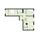 Планировка 2-комнатной квартиры, 76 м2
