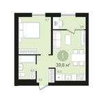 Планировка 1-комнатной квартиры, 39 м2