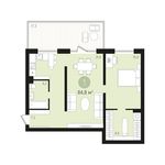 Планировка 1-комнатной квартиры, 84 м2