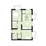 Планировка 2-комнатной квартиры, 68 м2
