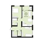 Планировка 2-комнатной квартиры, 61 м2