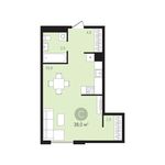 Планировка квартиры студии, 38 м2