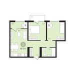 Планировка 2-комнатной квартиры, 58 м2