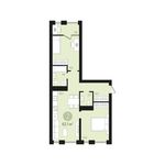 Планировка 2-комнатной квартиры, 62 м2