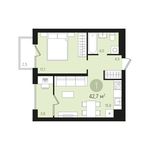 Планировка 1-комнатной квартиры, 42 м2