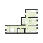 Планировка 3-комнатной квартиры, 77 м2
