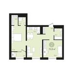 Планировка 2-комнатной квартиры, 73 м2