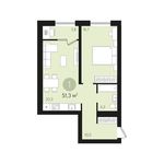 Планировка 1-комнатной квартиры, 55 м2