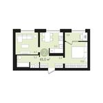 Планировка 2-комнатной квартиры, 45 м2