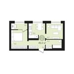 Планировка 2-комнатной квартиры, 45 м2