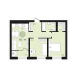 Планировка 2-комнатной квартиры, 60 м2