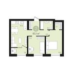 Планировка 2-комнатной квартиры, 60 м2
