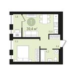 Планировка 1-комнатной квартиры, 39 м2