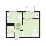 Планировка 1-комнатной квартиры, 32 м2