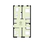 Планировка 3-комнатной квартиры, 76 м2