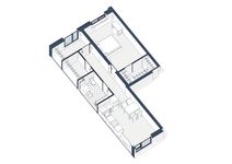Планировка 1-комнатной квартиры, 59 м2