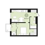 Планировка 1-комнатной квартиры, 41 м2