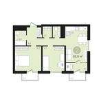 Планировка 2-комнатной квартиры, 69 м2