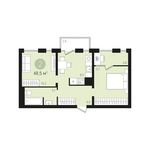 Планировка 2-комнатной квартиры, 48 м2