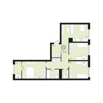 Планировка 3-комнатной квартиры, 77 м2