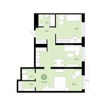 Планировка 2-комнатной квартиры, 77 м2