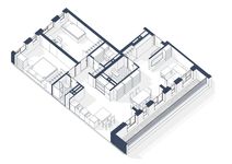 Планировка 2-комнатной квартиры, 102 м2