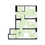 Планировка 2-комнатной квартиры, 74 м2