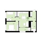 Планировка 2-комнатной квартиры, 61 м2