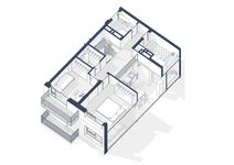Планировка 3-комнатной квартиры, 117 м2