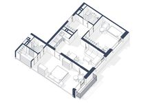 Планировка 2-комнатной квартиры, 77 м2